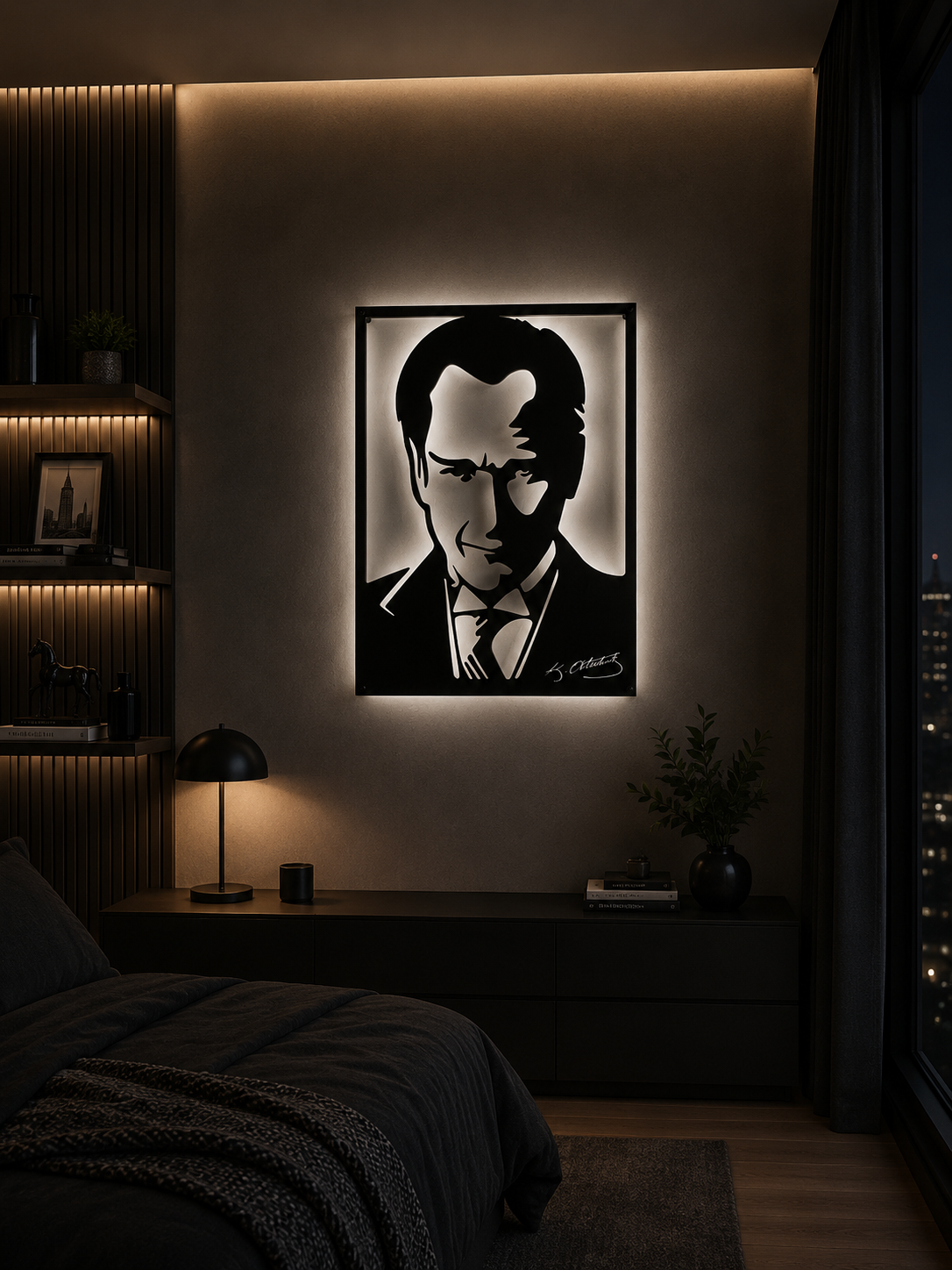 Karizmatik Bakış: Çerçeveli Atatürk Portresi - Metal Tablo