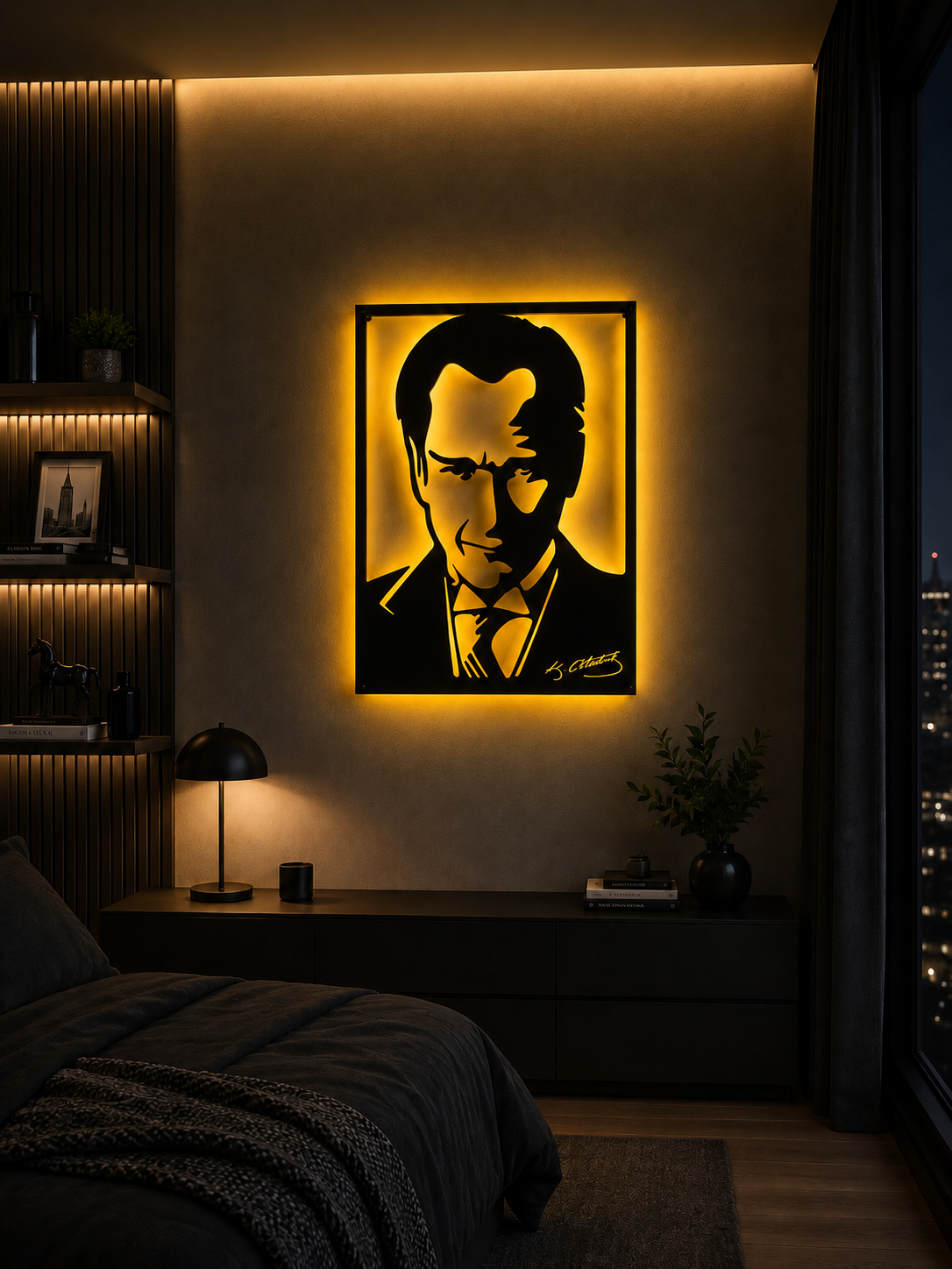 Karizmatik Bakış: Çerçeveli Atatürk Portresi - Metal Tablo